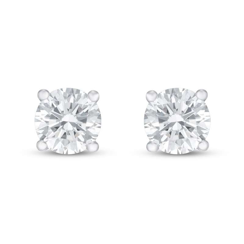 Main Image 3 of Lab-Grown Diamond Solitaire Earrings 1 ct tw Round 14K White Gold (SI2/F)