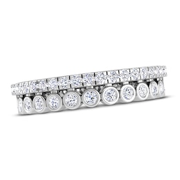 Diamond Bezel Double Row Ring 3/8 ct tw Round 14K White Gold