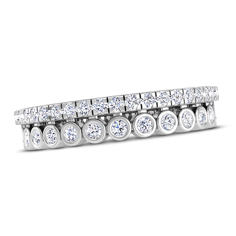 Main Image 1 of Diamond Bezel Double Row Ring 3/8 ct tw Round 14K White Gold