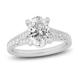 Lab-Grown Diamond Engagement Ring 2-1/3 ct tw Oval/Round 14K White Gold