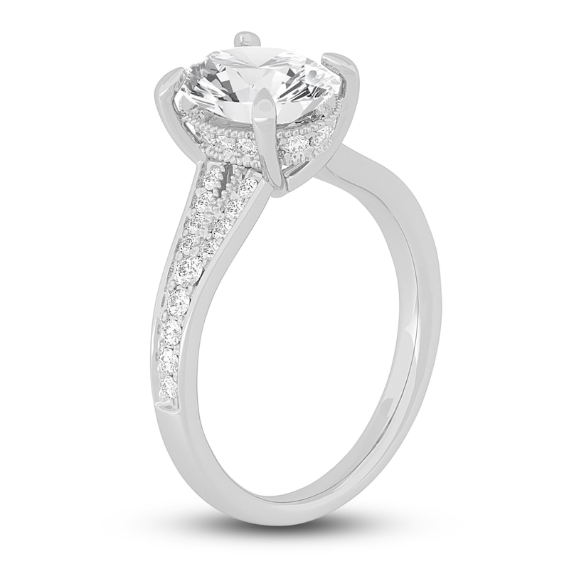 Main Image 2 of Lab-Grown Diamond Engagement Ring 2-1/3 ct tw Oval/Round 14K White Gold