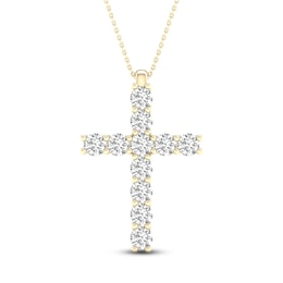 Lab-Grown Diamond Cross Necklace 1 ct tw 14K Yellow Gold 18"