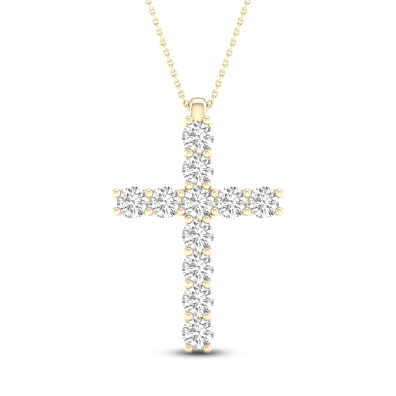 Lab-Created Diamond Cross Necklace 1 ct tw 14K Yellow Gold 18"