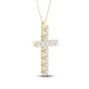 Thumbnail Image 1 of Lab-Created Diamond Cross Necklace 1 ct tw 14K Yellow Gold 18"