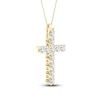 Thumbnail Image 2 of Lab-Grown Diamond Cross Necklace 1 ct tw 14K Yellow Gold 18"