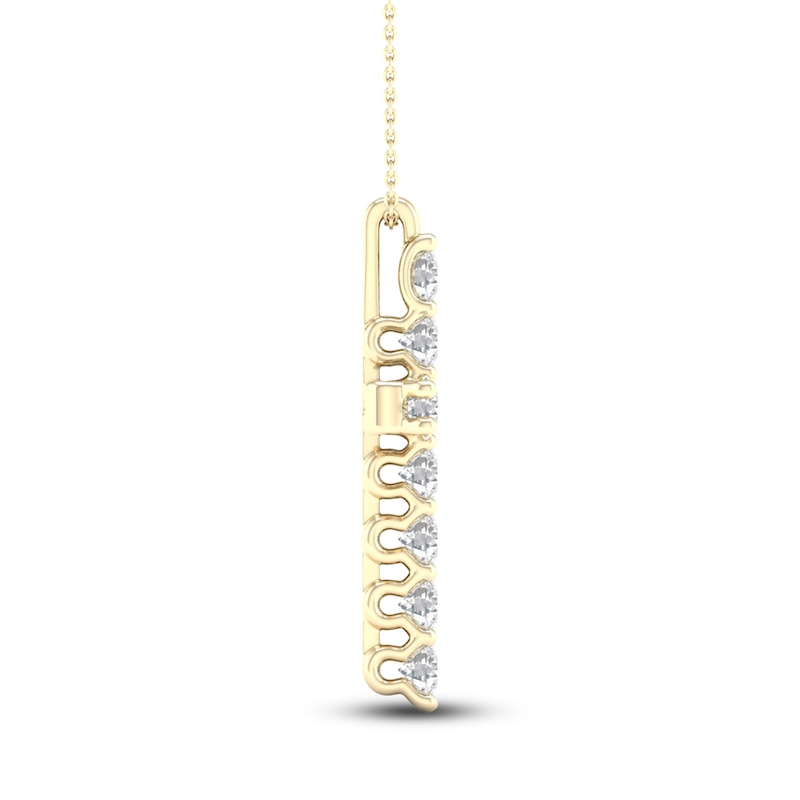 Main Image 3 of Lab-Grown Diamond Cross Necklace 1 ct tw 14K Yellow Gold 18"