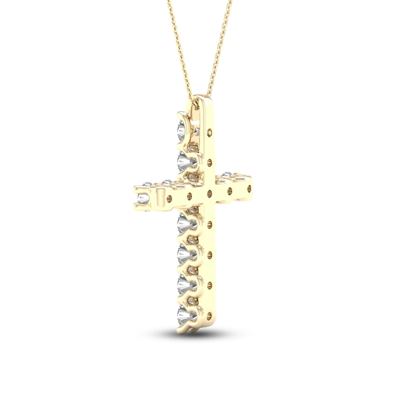 Lab-Created Diamond Cross Necklace 1 ct tw 14K Yellow Gold 18"