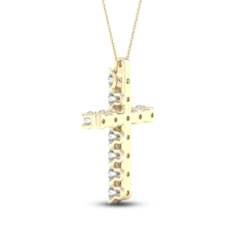 Main Image 4 of Lab-Grown Diamond Cross Necklace 1 ct tw 14K Yellow Gold 18"