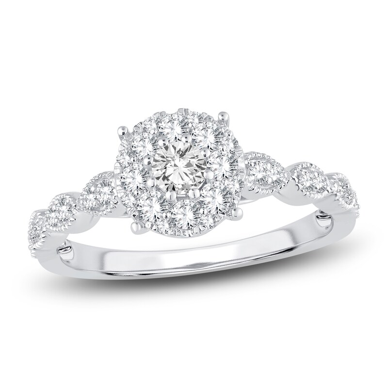 Diamond Engagement Ring 1/2 ct tw Round 14K White Gold