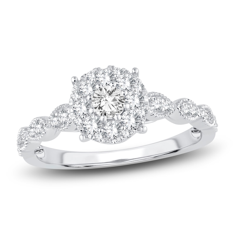 Main Image 1 of Diamond Engagement Ring 1/2 ct tw Round 14K White Gold