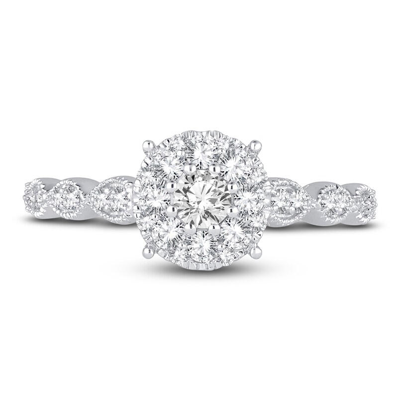 Diamond Engagement Ring 1/2 ct tw Round 14K White Gold