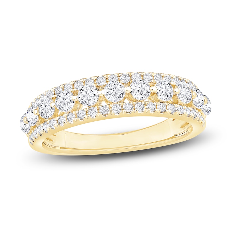 Diamond Multi Row Anniversary Band 1 ct tw Round 14K Yellow Gold