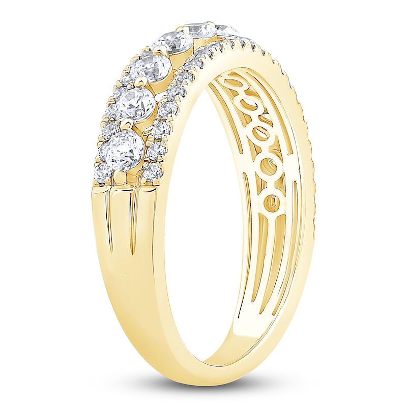 Diamond Multi Row Anniversary Band 1 ct tw Round 14K Yellow Gold