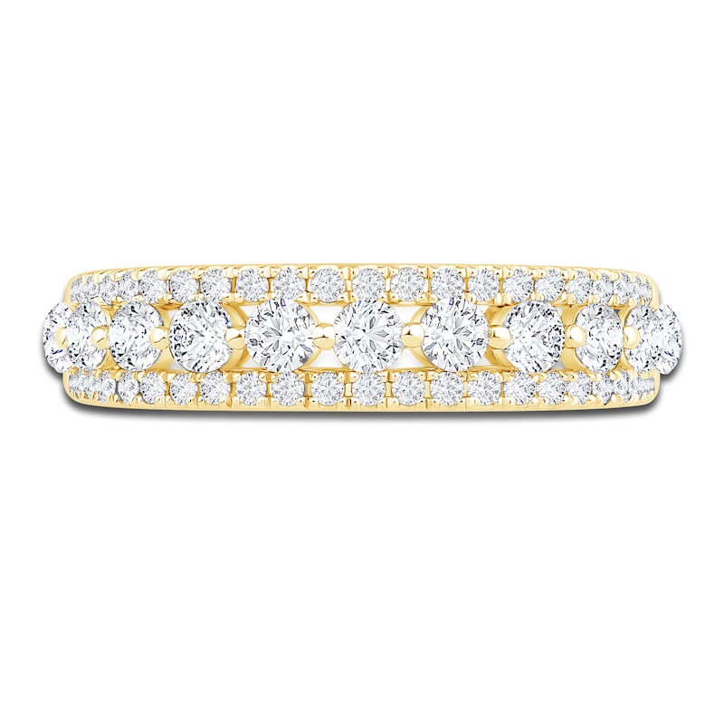 Diamond Multi Row Anniversary Band 1 ct tw Round 14K Yellow Gold