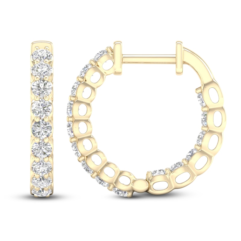 Main Image 2 of Lab-Grown Diamond Inside-Out Hoop Earrings 1 ct tw 14K Yellow Gold