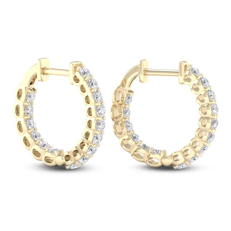 Main Image 3 of Lab-Grown Diamond Inside-Out Hoop Earrings 1 ct tw 14K Yellow Gold