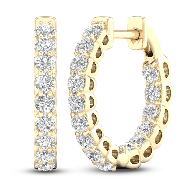 Main Image 4 of Lab-Grown Diamond Inside-Out Hoop Earrings 1 ct tw 14K Yellow Gold