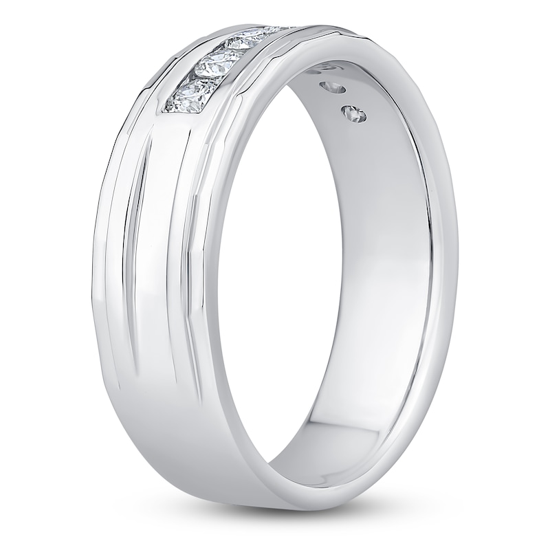 Main Image 2 of Men's Diamond Anniversary Band 1/2 ct tw Round 14K White Gold