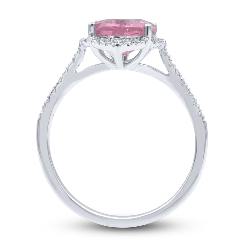 Main Image 2 of Natural Pink Tourmaline Ring 1/6 ct tw Diamonds 14K White Gold