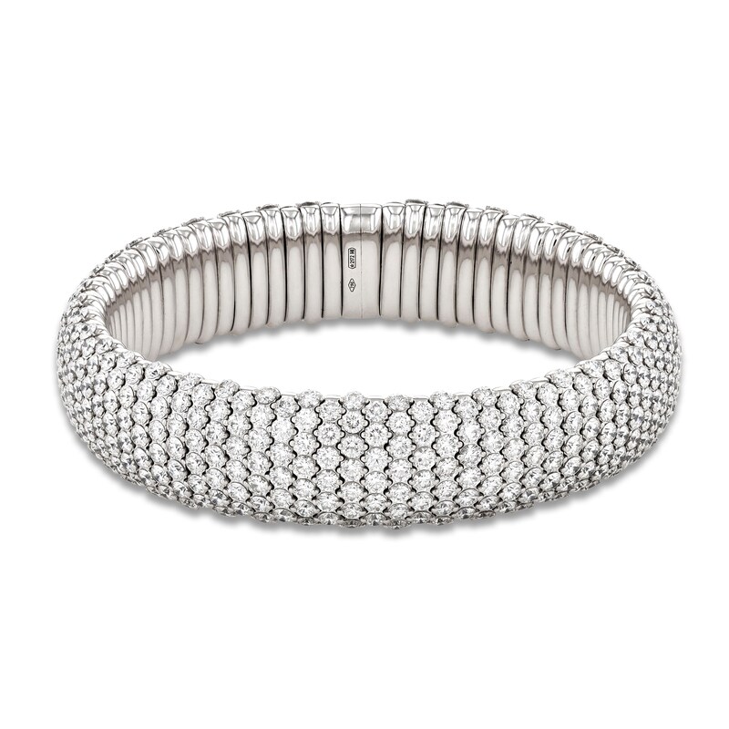 ZYDO Diamond Stretch Bangle Bracelet 19 ct tw Round 18K White Gold