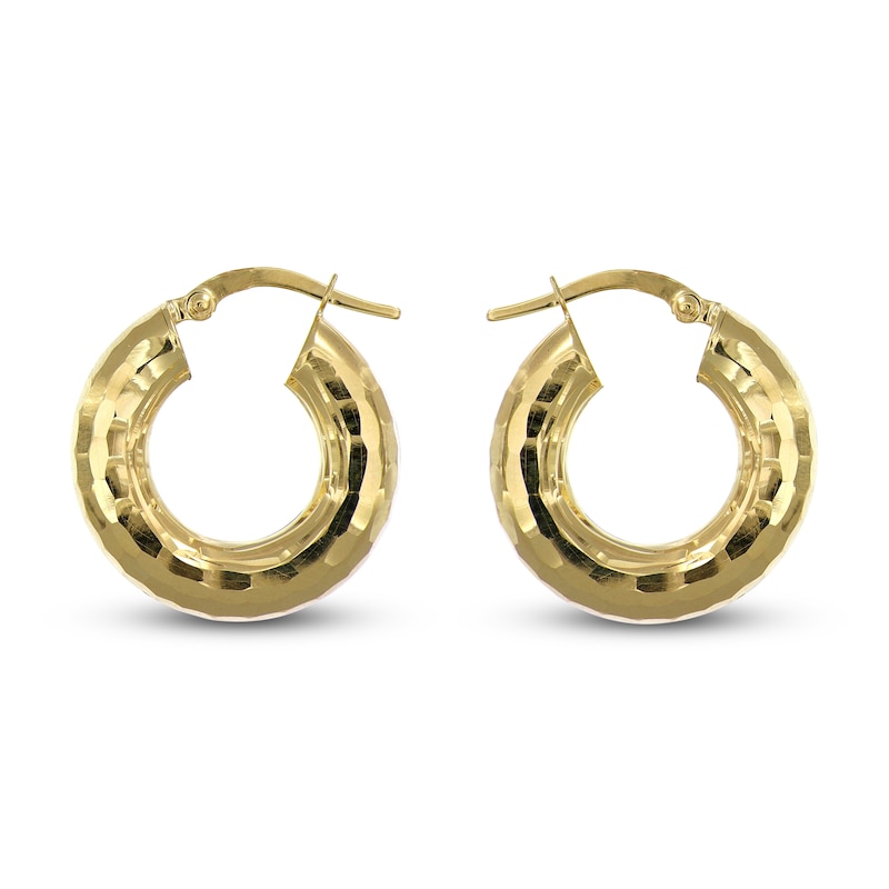 Diamond-Cut Hoop Earrings 14K Yellow Gold