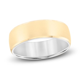 Men's Satin Wedding Band 14K Two-Tone Gold 7.0mm