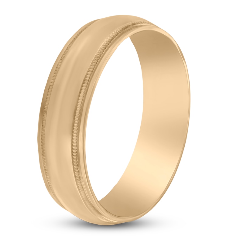 Main Image 2 of Milgrain Split Beveled Wedding Band 14K Yellow Gold 6mm