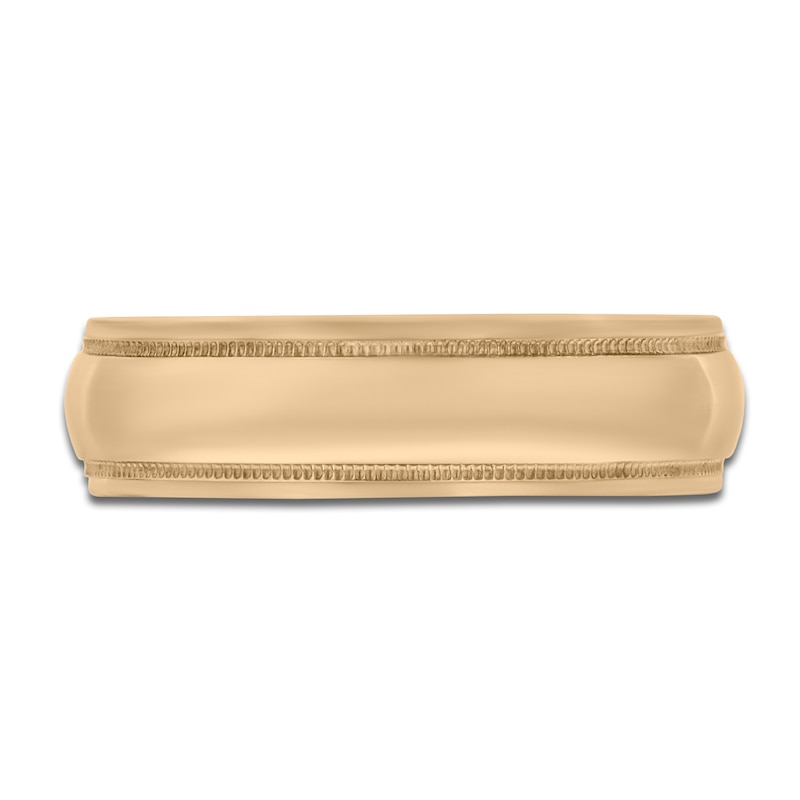 Main Image 3 of Milgrain Split Beveled Wedding Band 14K Yellow Gold 6mm