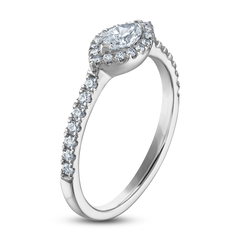 Main Image 2 of Marquise & Round Diamond Ring 1/2 ct tw 10K White Gold