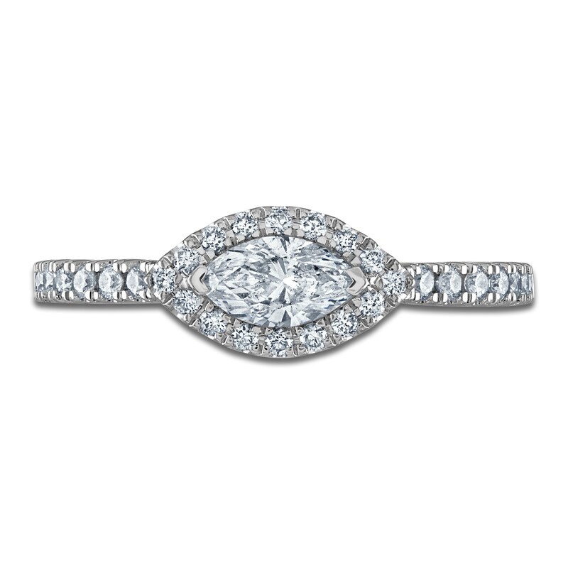 Main Image 3 of Marquise & Round Diamond Ring 1/2 ct tw 10K White Gold