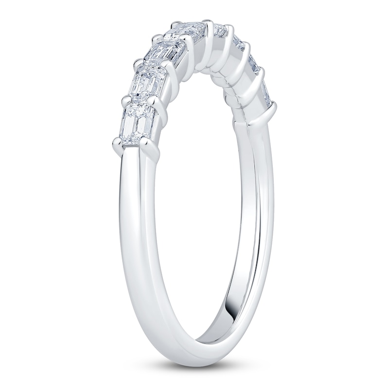 Main Image 2 of Certified Emerald-Cut Diamond Anniversary Ring 1/2 ct tw 14K White Gold