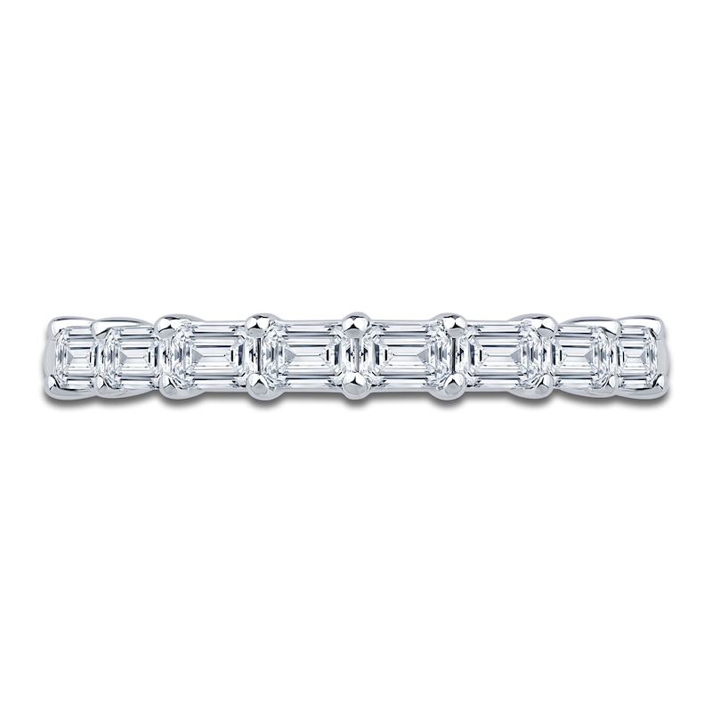 Main Image 3 of Certified Emerald-Cut Diamond Anniversary Ring 1/2 ct tw 14K White Gold