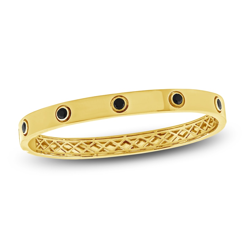 Main Image 1 of Men's Black Diamond Bangle Bracelet 1 ct tw 10K Yellow Gold