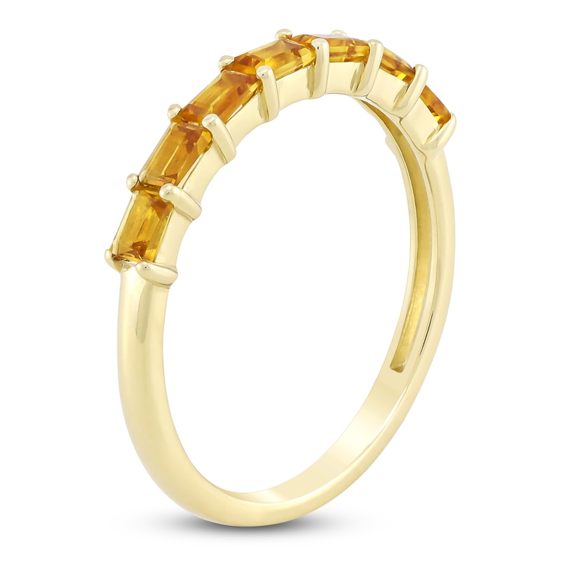 Baguette-Cut Natural Citrine Stackable Ring 10K Yellow Gold
