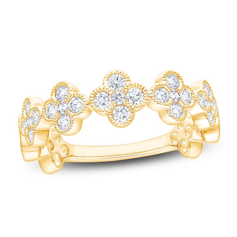 Main Image 1 of Diamond Clover Fashion Ring 1/2 ct tw 10K Yellow Gold