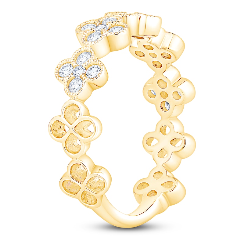 Main Image 2 of Diamond Clover Fashion Ring 1/2 ct tw 10K Yellow Gold