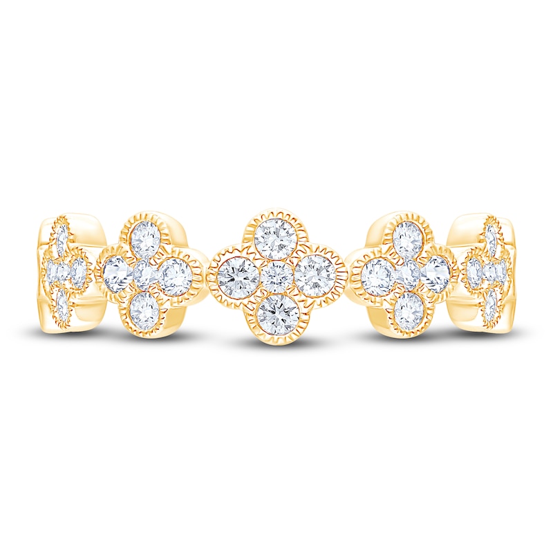 Main Image 3 of Diamond Clover Fashion Ring 1/2 ct tw 10K Yellow Gold