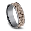 Thumbnail Image 2 of Men's Rock Pattern Comfort-Fit Wedding Band 7.5mm Matte Tantalum & 14K Rose Gold