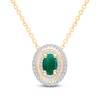 Thumbnail Image 0 of Kallati Oval-Cut Natural Emerald & Diamond Necklace 1/5 ct tw 14K Yellow Gold 18"