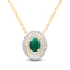 Thumbnail Image 1 of Kallati Oval-Cut Natural Emerald & Diamond Necklace 1/5 ct tw 14K Yellow Gold 18"