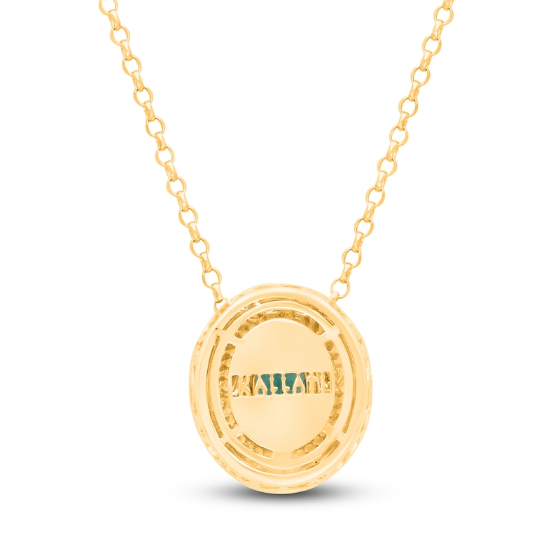 Main Image 3 of Kallati Oval-Cut Natural Emerald & Diamond Necklace 1/5 ct tw 14K Yellow Gold 18"