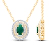 Thumbnail Image 3 of Kallati Oval-Cut Natural Emerald & Diamond Necklace 1/5 ct tw 14K Yellow Gold 18"