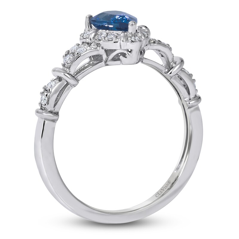 Main Image 2 of Le Vian Pear-Shaped Natural Blue Sapphire & Diamond Ring 1/6 ct tw Platinum