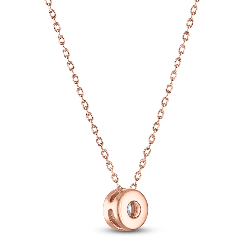 Main Image 3 of Certified Round-Cut Diamond Bezel-Set Solitaire Necklace 1/2 ct tw 14K Rose Gold 18" (I1/I)