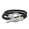Thumbnail Image 1 of Forged by Jared Men's Leather Wrap Bracelet 18K Yellow Gold, Damascus Steel & Sterling Silver 17.25"