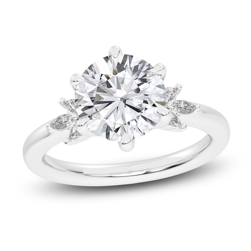 Main Image 1 of Created By Jared Studio Lab-Grown Round-Cut Diamond Floral Engagement Ring 3-1/5 ct tw 14K White Gold