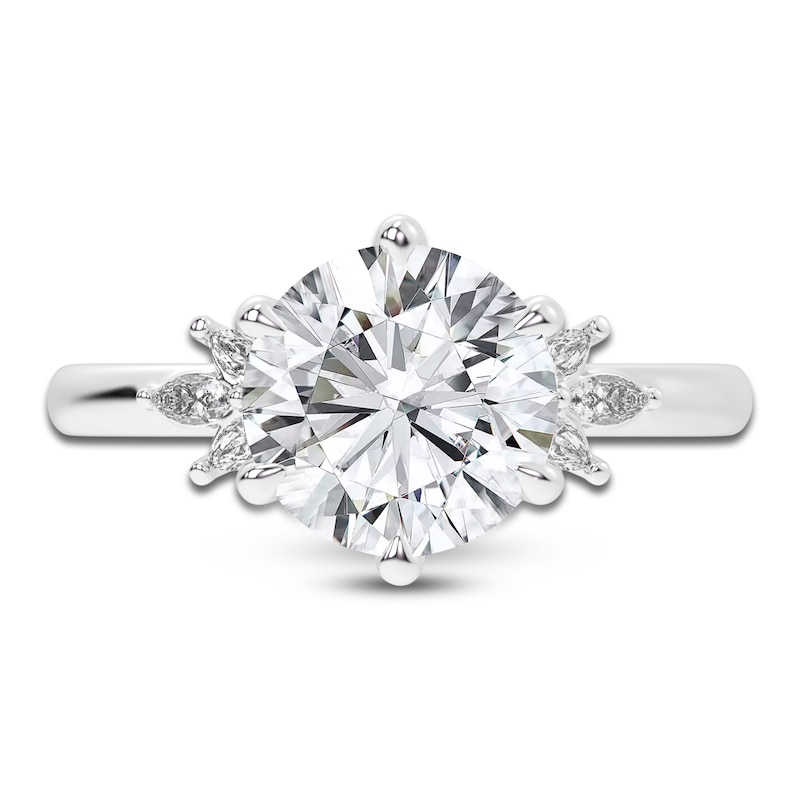 Main Image 3 of Created By Jared Studio Lab-Grown Round-Cut Diamond Floral Engagement Ring 3-1/5 ct tw 14K White Gold