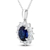 Thumbnail Image 2 of Oval-Cut Blue Lab-Created Sapphire & White Lab-Created Sapphire Halo Necklace Sterling Silver 18"