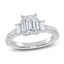 Lab-Grown Emerald-Cut Diamond Engagement Ring 2 ct tw 14K White Gold