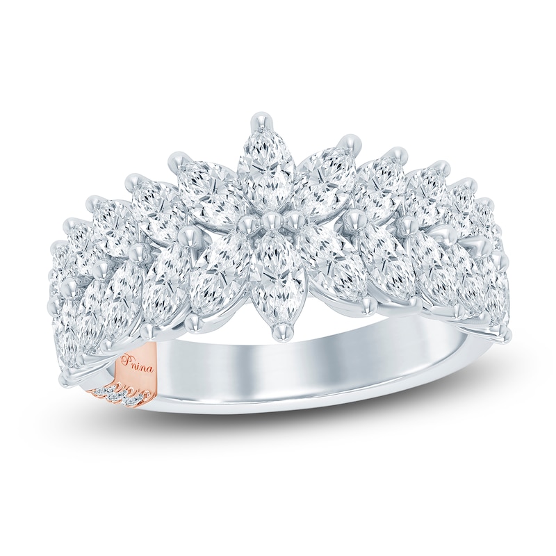 Main Image 1 of Pnina Tornai Marquise-Cut Lab-Grown Diamond Two-Row Anniversary Ring 1-3/4 ct tw 14K White Gold